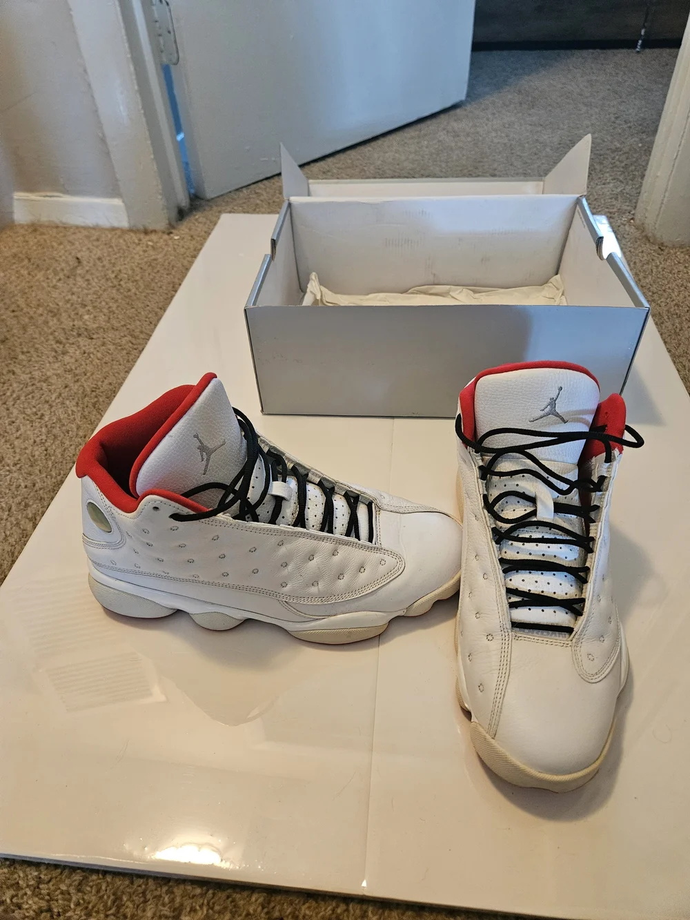 Jordan White, Red & Black Retro Basketball Sneakers